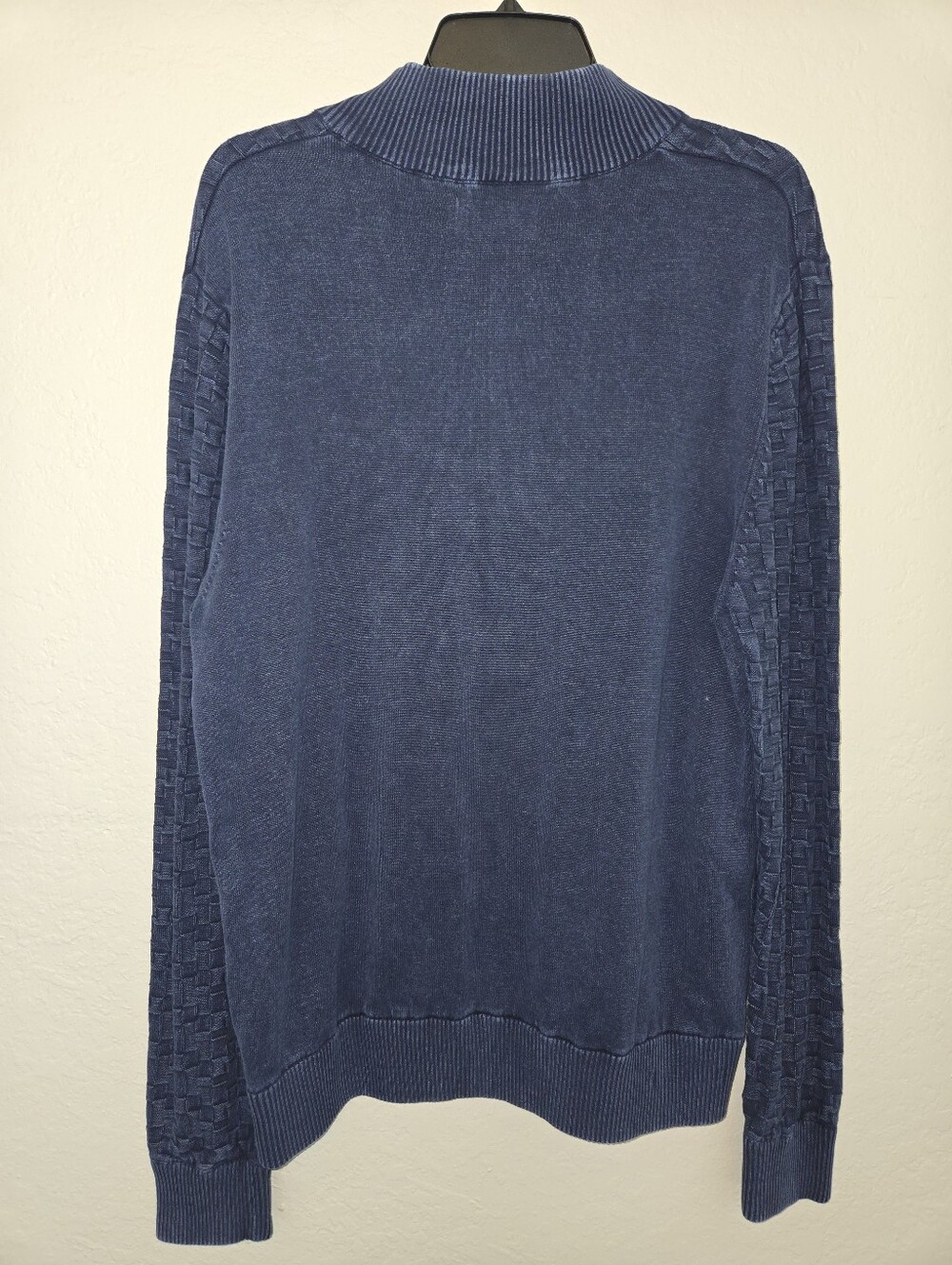 Robert Graham Men's Textured Navy Zip-Up Sweater, 100% Cotton, XL NWT $198 - Picture 3 of 6